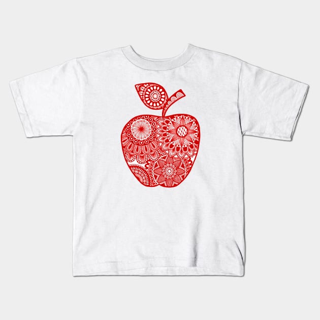 Red Apple Kids T-Shirt by calenbundalas